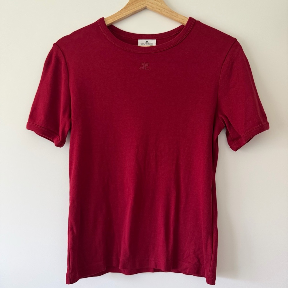 Courreges red crewneck tee - Picture 1 of 3